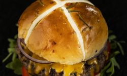 Rosemary hot cross burger bun