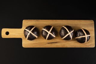 Chocolate orange hot cross buns with crossing mix